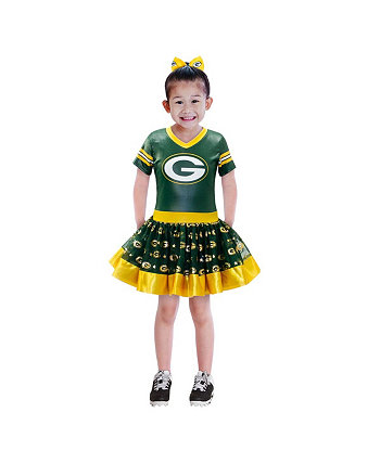 Молодежный зеленый костюм Green Bay Packers для девочек-пачек с задней дверью Game Day с v-образным вырезом Jerry Leigh