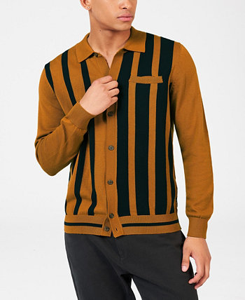Мужской свитер с полосками спереди на пуговицах Ben Sherman