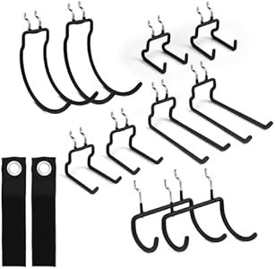 Набор из 12 крепких крючков для перфорированных панелей, выдерживающих нагрузку до 20 кг, совместимых с панелями 1/4 дюйма и удлинительными ремнями Elead