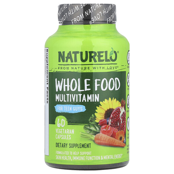 Whole Food Multivitamin for Teen Guys, 60 Vegetarian Capsules (Вегетарианские капсулы) NATURELO