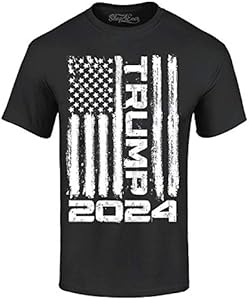 shop4ever® Trump Flag 2024 T-Shirt President Donald Trump Maker America Great Again USA American Flag Shop4ever