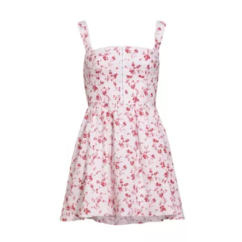 Льняное мини-платье Sheri с цветочным принтом REFORMATION