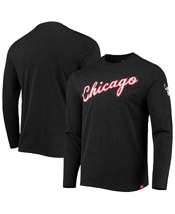 Мужская футболка Comfy Tri-Blend с длинным рукавом черного цвета Chicago Bulls City Edition Sportiqe