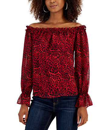 Женская блуза с открытыми плечами и животным принтом, созданная для Macy's INC International Concepts