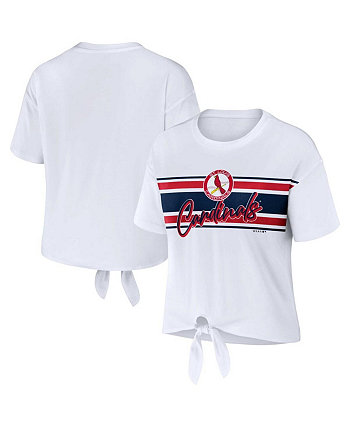 Женская белая футболка St. Louis Cardinals с завязкой спереди WEAR by Erin Andrews