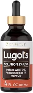 Carlyle Lugols Iodine 2 Percent | 4 fl oz (Жидкие унции) (Pack of 1) | Potassium Iodide and Iodine Solution 2% Liquid Drops (Жидкие капли) Carlyle