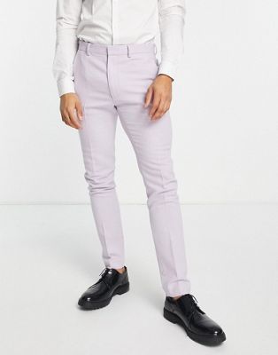 Сиреневые брюки-скинни из смешанной шерсти ASOS DESIGN с сетчатой текстурой ASOS DESIGN