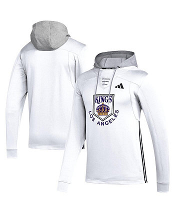 Мужской белый пуловер с капюшоном Los Angeles Kings Refresh Skate Lace AEROREADY Adidas