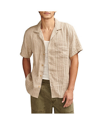 Men's Striped Linen Camp Collar Shirt Lucky Brand