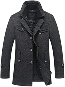 Lavnis Men's Winter Wool Coats Slim Fit Single Breasted Trench Jacket Woolen Pea Coat Lavnis