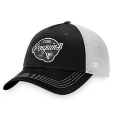 Women's Fanatics Branded Black/White Pittsburgh Penguins Fundamental Trucker Adjustable Hat Fanatics