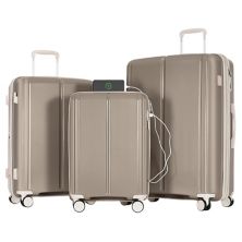 Набор из 3 предметов с USB-портом и легкий чемодан с вращающимися колесами Abrihome