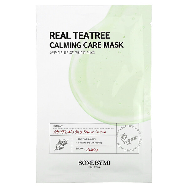 Real Tea Tree, Успокаивающая косметическая маска, 1 лист, 0,70 унции (20 г) SOME BY MI