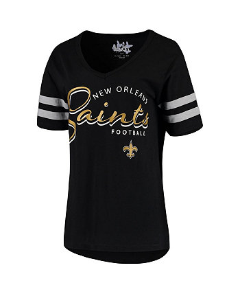 Женская черная футболка New Orleans Saints Triple Play с v-образным вырезом Touch