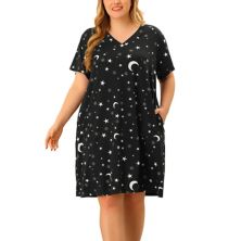 Женская пижама больших размеров с V-образным вырезом и звездами и короткими рукавами, ночная рубашка Agnes Orinda