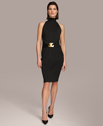 Women's Mock Neck Wrap-Waist Jersey Dress Donna Karan New York