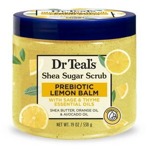 Dr Teal's Shea Sugar Body Scrub with Prebiotic Lemon Balm and Essential Oils, 19 oz Dr Teal's