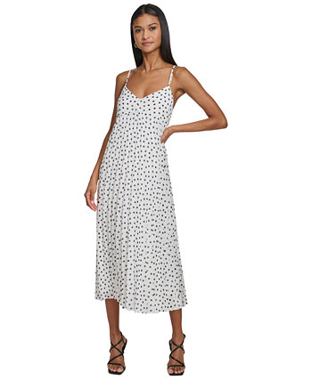Women's Polka-Dot Pleated A-Line Dress Karl Lagerfeld Paris