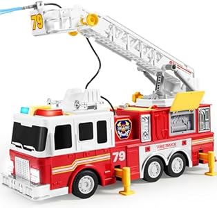 JOYIN Extra Large Fire Truck Toys for Boys Girls with 33-inch Ladder, Lights, Realistic Sirens & Button, Big Firetruck Engine for Toddlers 3+, Christmas Birthday Gift JOYIN