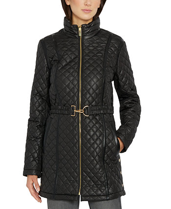Женское стеганое пальто с поясом Via Spiga