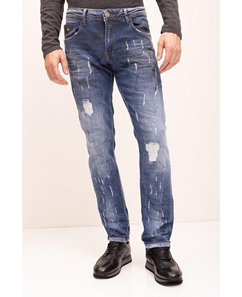Мужские современные потертые джинсы из денима RON TOMSON