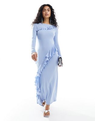 Daska maxi dress with frill detail in light blue  Daska