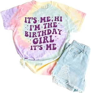 Birthday Girls Shirt It's Me Hi I'm The Birthday Girl It's Me Graphic Tee Kids Birthday Party Outfit 5-12 Years YHHR