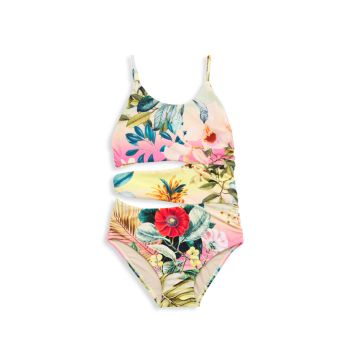 Little Girl's &amp; Girl's Floral Cutout One-Piece Swimsuit PQ