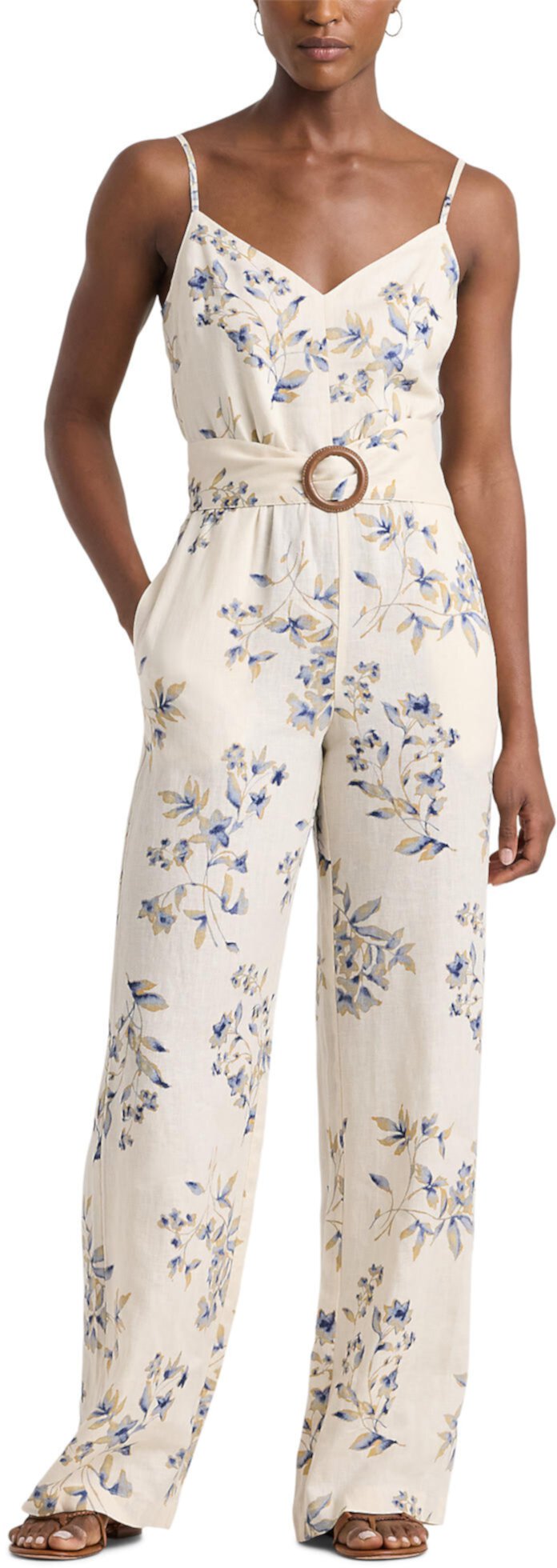 Floral Linen Belted Wide-Leg Jumpsuit LAUREN Ralph Lauren