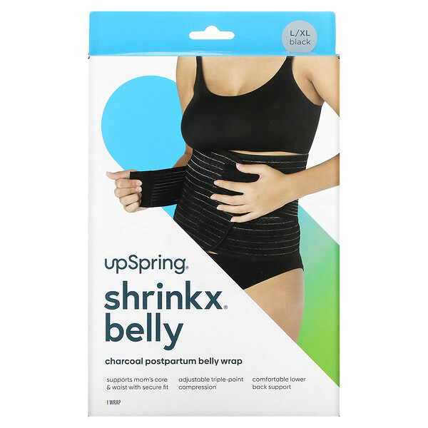 Shrinkx Belly, Послеродовой бандаж для живота с древесным углем, размер L/XL, черный, 1 шт. UpSpring