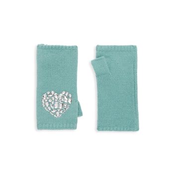 Кашемировые перчатки без пальцев с украшением в виде сердца из смешанного хрусталя Carolyn Rowan Collection