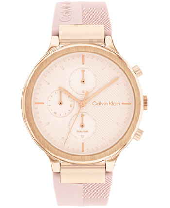 Женские многофункциональные розовые часы с силиконовым ремешком 38 мм Calvin Klein