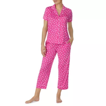 2-Piece Polka Dot Crop Pajamas Kate Spade New York