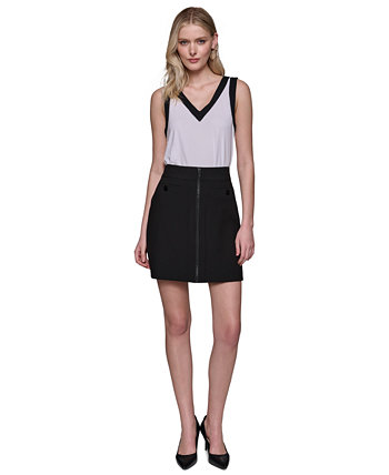 Women's Faux-Front-Zipper Mini Skirt Karl Lagerfeld Paris