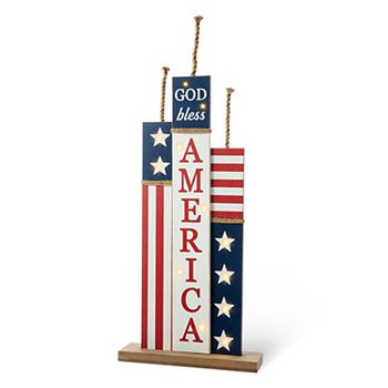 Glitzhome 36.25"h Lighted Wooden Patriotic Firecracker Porch Sign Decor Glitzhome