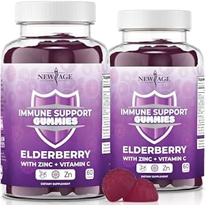 NEW AGE Immune System Support Gummies (Жевательные конфеты) - Sambucus Black Elderberry Gummies with Vitamin C and Zinc (Immune Support 60 Gummies) NEW AGE