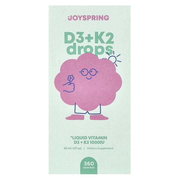 D3 + K2 капли, 2 жидкие унции (60 мл) JoySpring