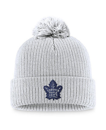 Мужская фирменная белая вязаная шапка Toronto Maple Leafs Core Primary Logo с манжетами и помпоном Fanatics