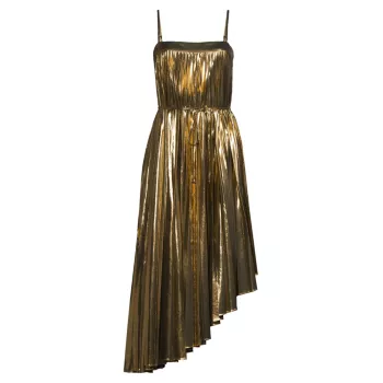 Асимметричное платье миди Irene с эффектом металлик MILLY
