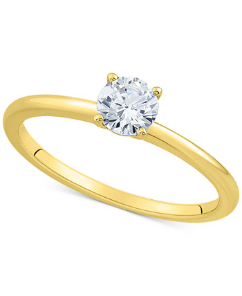 Сертифицированное IGI помолвочное кольцо с выращенным в лаборатории бриллиантом (1/2 карата) из 14-каратного белого или желтого золота Grown With Love
