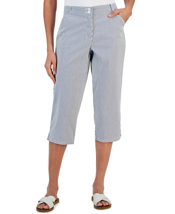 Petite Corded Striped High-Rise Capri Pants, Created for Macy's Karen Scott