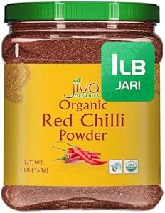 Jiva Organic Red Chili Powder 1 Pound Jar - Non-GMO, Suitable for Vegetarians Jiva Organics