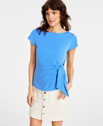 Women's Knit Side-Tie T-Shirt, Created for Macy's On 34th