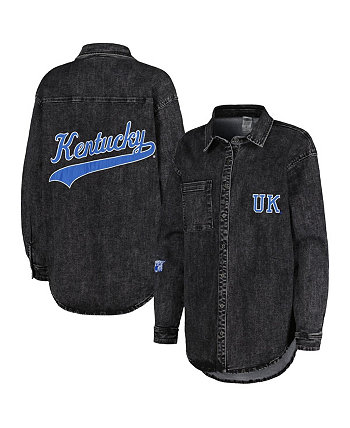 Женская темно-серая джинсовая куртка оверсайз на пуговицах Kentucky Wildcats Multi-Hit Tri-Blend Gameday Couture