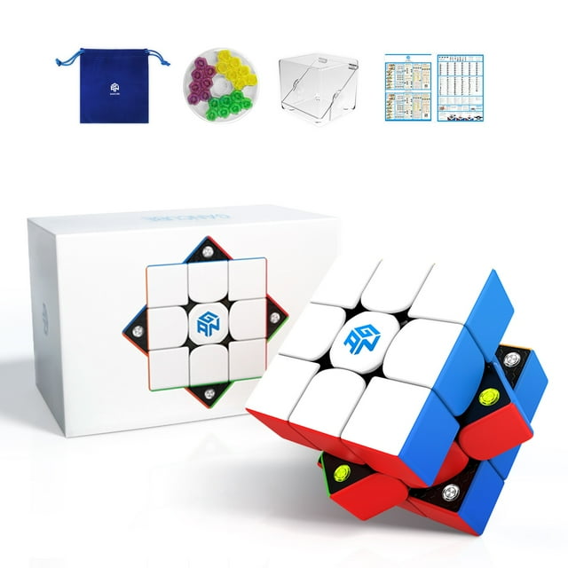 GAN 356 M, Speed Cube 3x3 with Extra GES Magnetic Stickerless Puzzle for Kids GAN CUBE