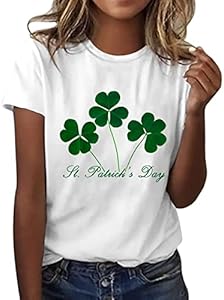 Aniywn Women's St Patricks Day Casual Short Sleeve T-Shirt Round Neck Graphic Print Tee Top Blouse Aniywn