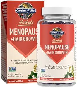 Garden of Life Herbals Menopause Supplement with S-equol & Trans-Resveratrol for Multi-Symptom Relief, Keranat for Thicker, Fuller Hair Growth – Non-GMO, Gluten-Free, Vegan, Berry Flavor, 30 Servings (Порции) Garden of Life