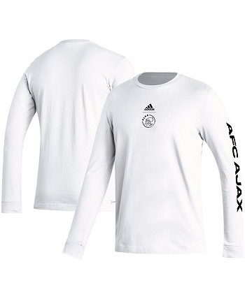 Мужская белая футболка с длинным рукавом Ajax Team Crest Adidas