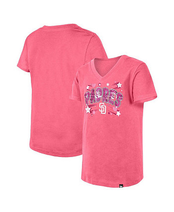 Розовая футболка с v-образным вырезом и пайетками Big Girls San Diego Padres New Era