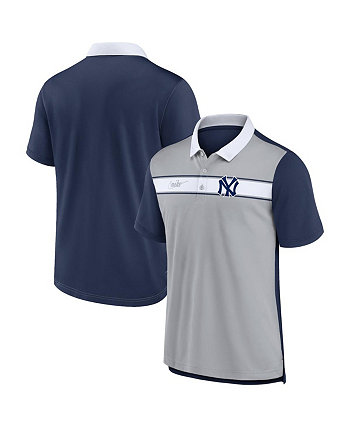 Мужская серая, темно-синяя рубашка-поло New York Yankees в полоску с перемоткой назад Nike